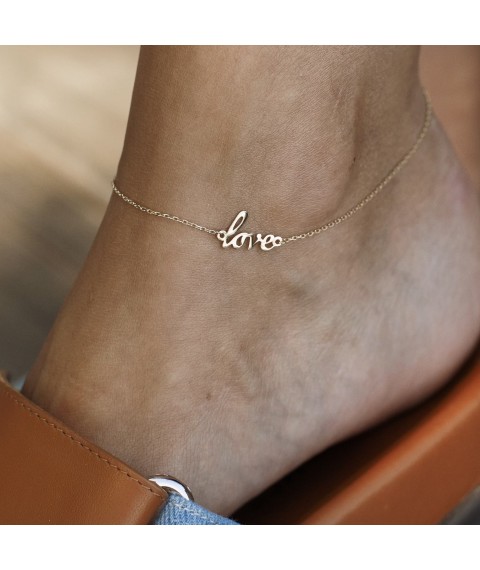 Gold ankle bracelet "Love" b03685 Onix 27