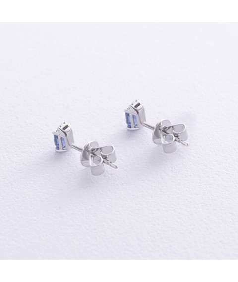 Gold earrings - studs (sapphires, diamonds) sb0502nl Onyx