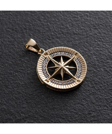Pendant "Wind Rose" in yellow gold p03331 Onyx