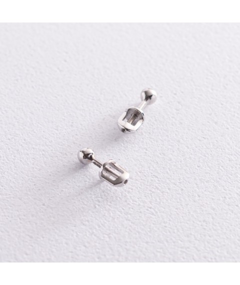 Earrings - studs "Balls" in white gold (0.4 cm) s07300 Onix