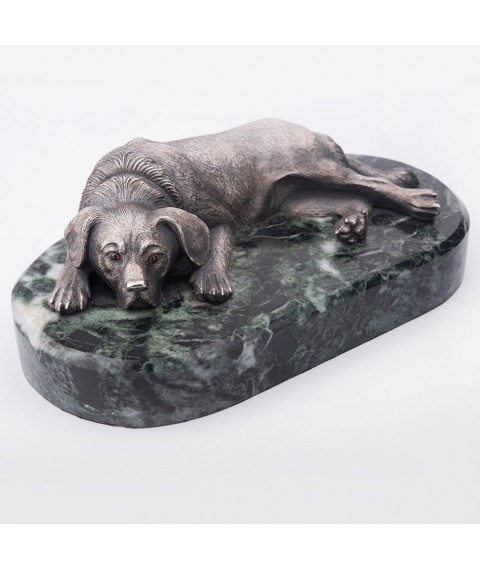 Handgefertigte Silberfigur "Der Hund ruht" ser00005 Onyx