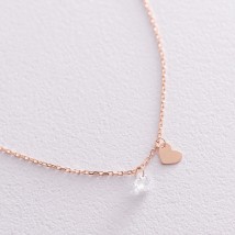 Necklace "Hearts" in red gold (cubic zirconia) count01832 Onix 50