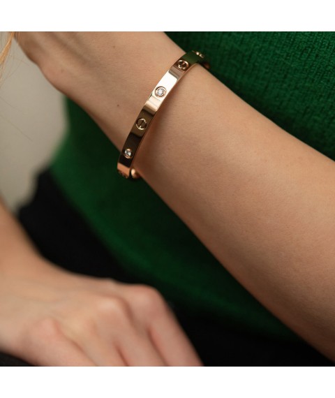 Hard bracelet "Love" with diamonds (red gold) 531772421 Onyx 20