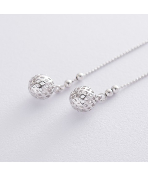 Silver earrings "Balls" 122561 Onyx