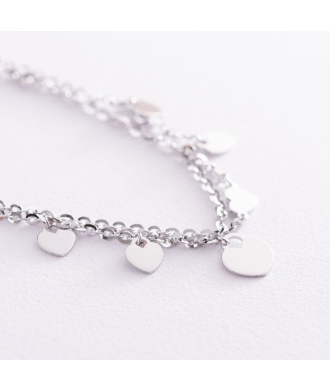 Bracelet "Hearts" in white gold b04521 Onix 19