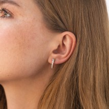 Серьги "Erika" с фианитами (желтое золото) с09065 Онікс