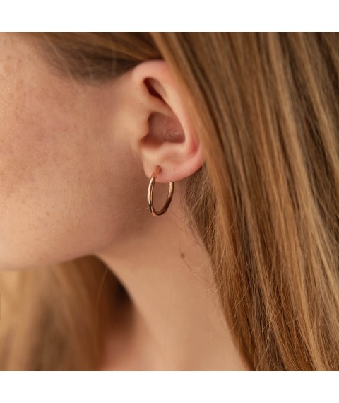 Earrings "Rings" in red gold (2.0 cm) s02464 Onyx