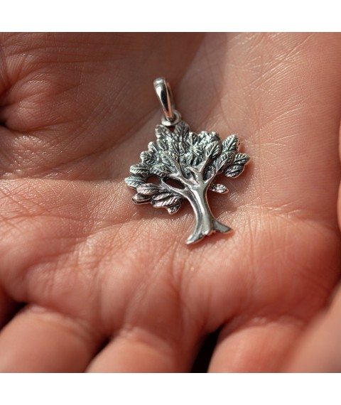 Silver pendant "Tree" 131788 Onyx