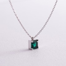 Gold necklace "Alma" (green cubic zirconia) count02370 Onix 45