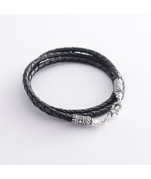 Leather cord "Save and Preserve" with silver clasp (3mm) 18438 Onix 40