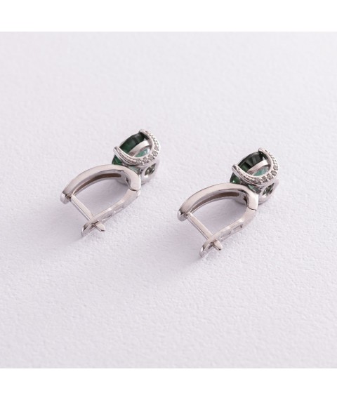 Silver earrings (cubic zirconia, quartz) 2936/9р-QGR Onix