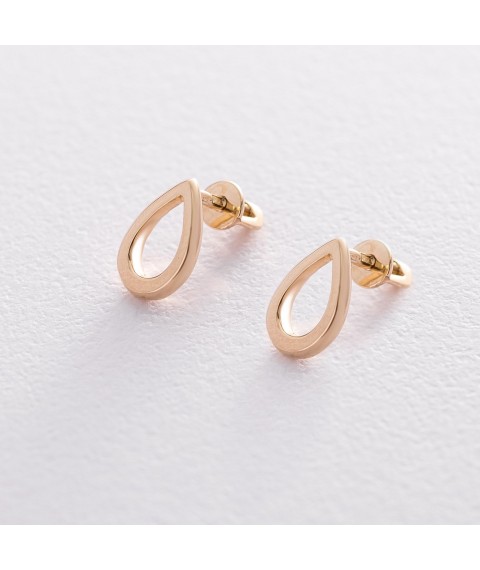 Stud earrings "Small drops" in yellow gold 1.1*0.8 cm s06318 Onyx