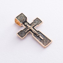 Golden Orthodox cross "Crucifixion" p02415 Onyx