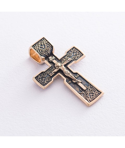 Золотой православный крестик "Распятие" п02415 Онікс