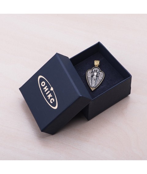 Silver pendant "Angel" with gold plated 131559 Onyx