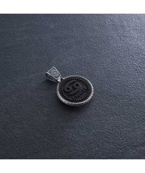 Silver pendant "Zodiac sign Cancer" with ebony 1041 cancer Onyx