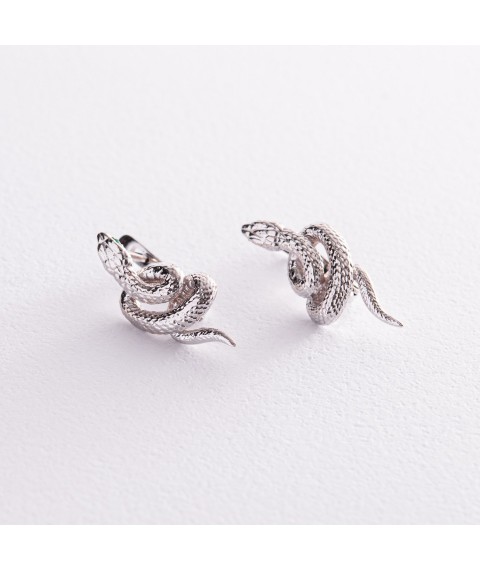 Earrings "Snakes" in white gold s07941 Onyx