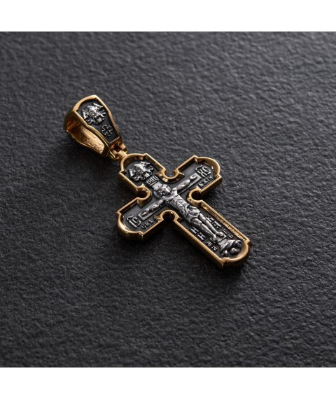 Серебряный крест "Распятие" с позолотой 132472 Онікс