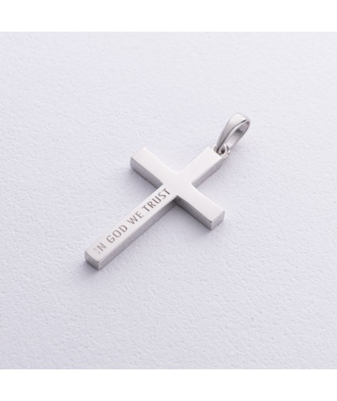 Срібний хрест ручної роботи "In God we trust" 132750g Онікс