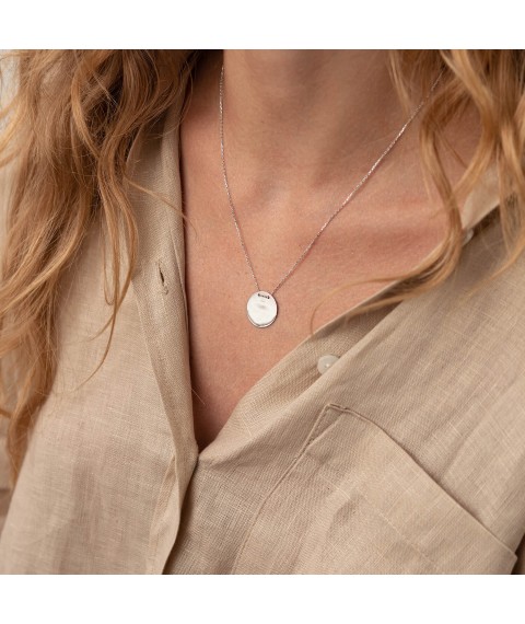 Necklace "Coin" in white gold (engraving possible) count02277 Onyx 45