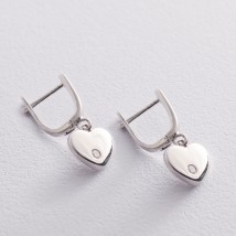 Срібні сережки "Сердечка" з фіанітами 122334 Онікс