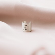 Silver cuff earring "Sex is art" (matte) 122703s Onyx
