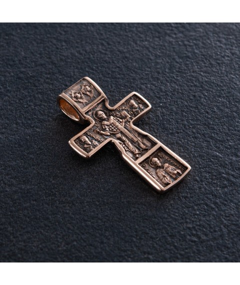 Православний золотий хрест "Розп'яття Христове. Святий Миколай" п03315 Онікс