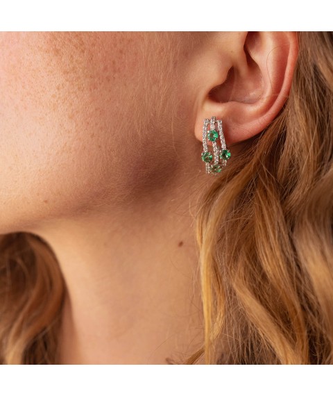 Gold earrings with emeralds and diamonds s322pr Onyx