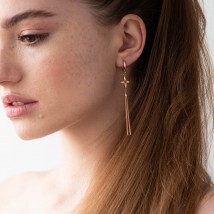 Earrings "Clover" in red gold s06872 Onyx