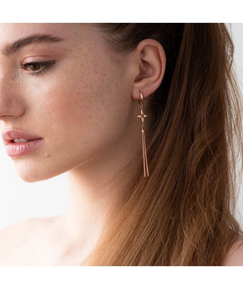 Earrings "Clover" in red gold s06872 Onyx