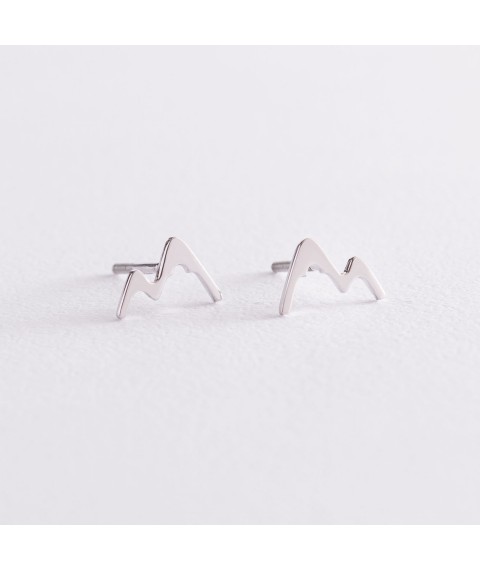 Earrings - studs "Mountains" in white gold s07518 Onyx