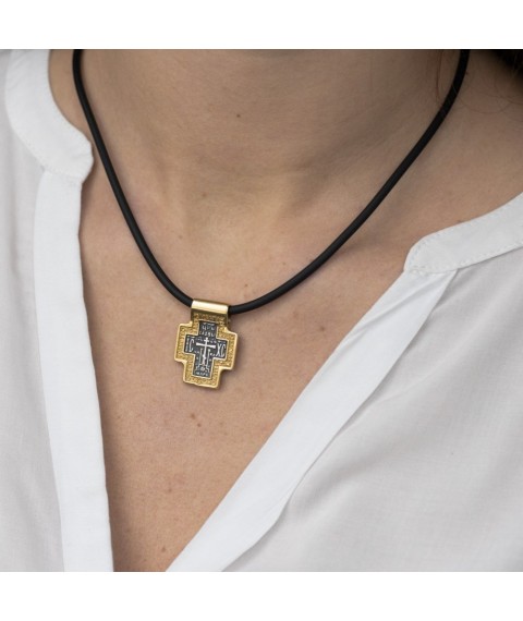 Silver cross with gold plated 132445 Onyx