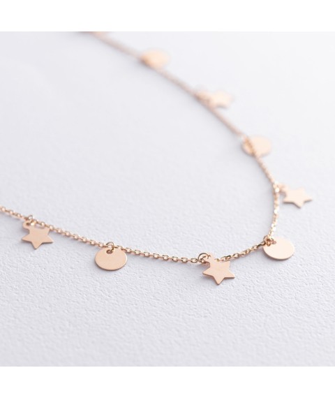 Gold necklace "Coins and stars" coll01739 Onix 45