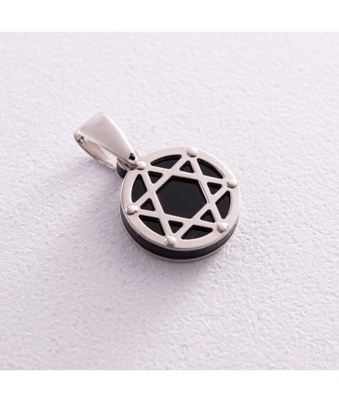 Silver pendant "Star of David" 133030 Onyx