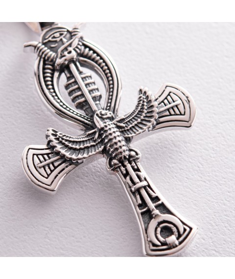 Silver pendant "Egyptian cross of Ankh. Rod of Osiris - symbol of eternal life" 133111 Onyx