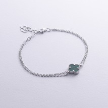 Silver bracelet "Clover" with malachite 141711 Onix 16