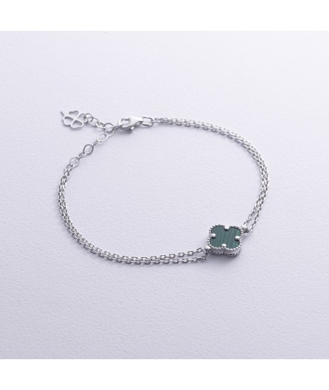 Silver bracelet "Clover" with malachite 141711 Onix 16
