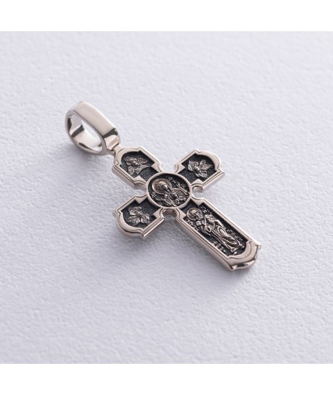 Cross "Crucifixion" in white gold p03890 Onyx