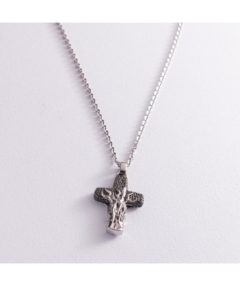 Men's necklace "Cross" made of silver ZANCAN ESC038 Onyx
