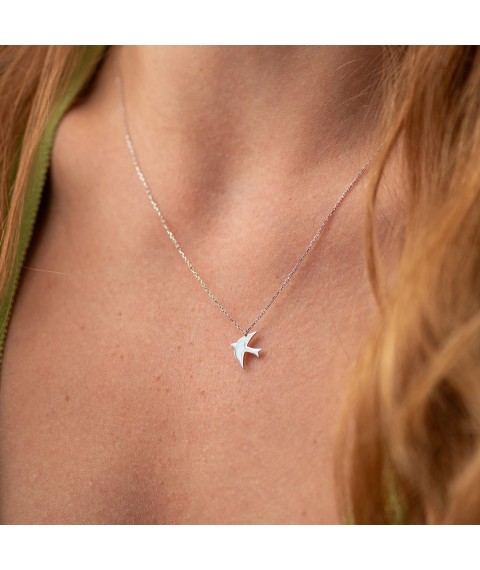 Necklace "Swallow" in white gold kol01610 Onix 40