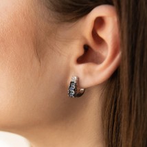 Silver earrings with sapphires and cubic zirconia GS-02-063-3110 Onyx