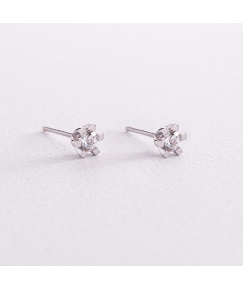 Gold earrings - studs with cubic zirconia s05854 Onyx