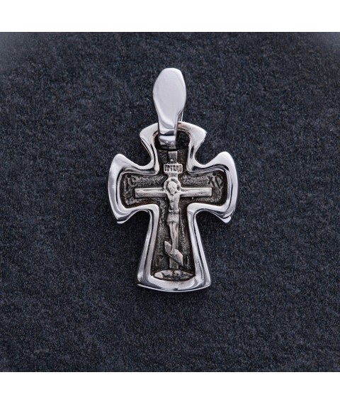 Orthodox golden cross "Crucifixion. Save and preserve" p03793 Onyx