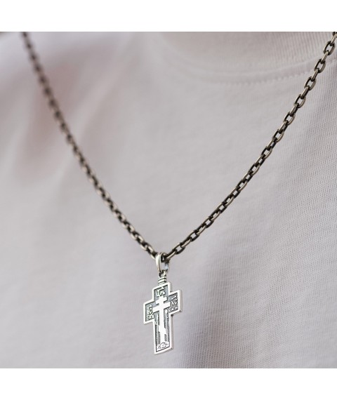 Silver Orthodox cross with blackening 13365 Onyx