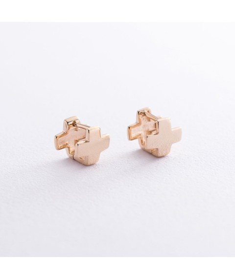 Gold earrings "Cross" s06966 Onyx