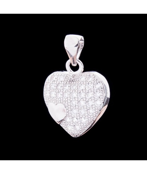 Silver pendant "Heart" with cubic zirconia 132251 Onyx
