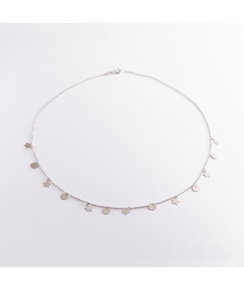 Necklace "Coins and stars" in white gold coll01762 Onix 45
