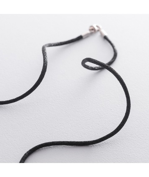 Черный шелковый шнурок с застежкой из белого золота (2мм) кол00849 Онікс  50