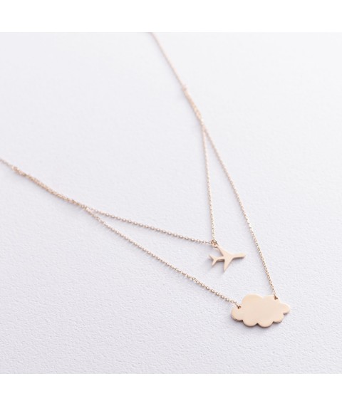 Necklace "Flying above the clouds" in yellow gold (engraving possible) coll01927 Onyx 43