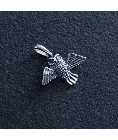 Silver pendant "Owl" 13336 Onyx